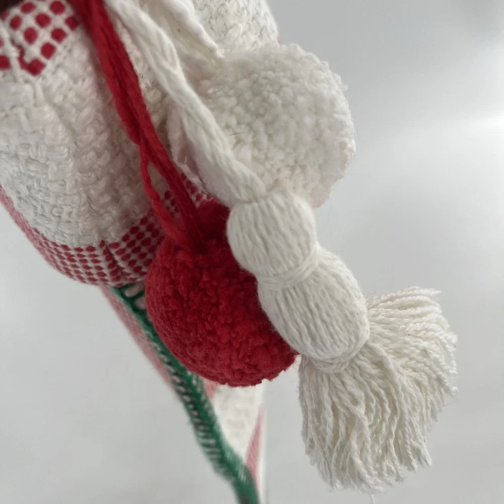 Rare Target Wondershop Christmas Stocking Woven Stitched Striped Poms Tassel 21